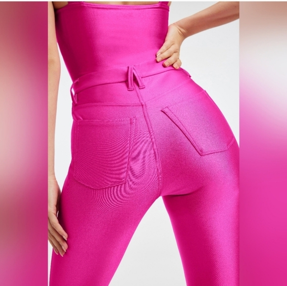 🍂🍁NWOT  SIZE 18 Good AMERICAN Waist High Shine Compression Leggings In Fuchsia - Picture 2 of 6